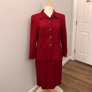 Pendleton Vintage 100% Virgin Wool Red Skirt Suit - Skirt & Blazer Sz 10/12